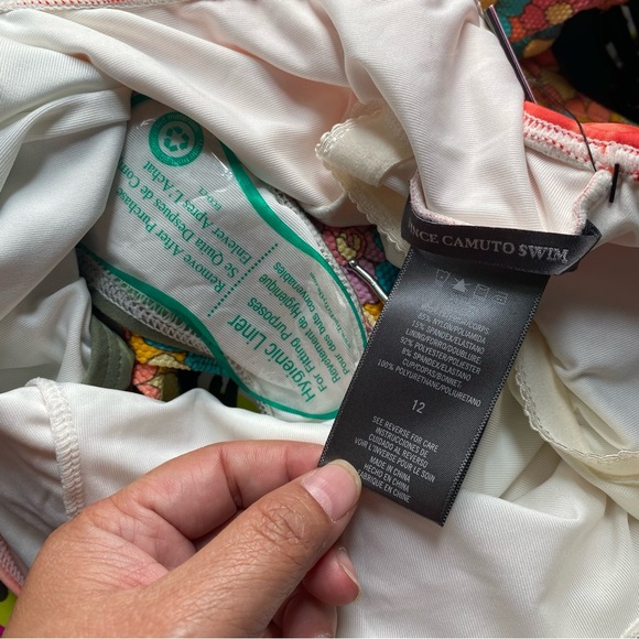 Vince Camuto women’s Dip-Dye Scoop Neck One-Piece Safari Green ombré size 12 NEW - Picture 4 of 6